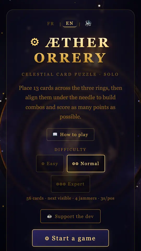 Æther Orrery title screen