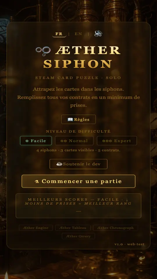 Æther Siphon start screen
