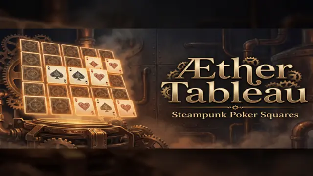 Æther Tableau logo beside a glowing five-by-five grid of cards