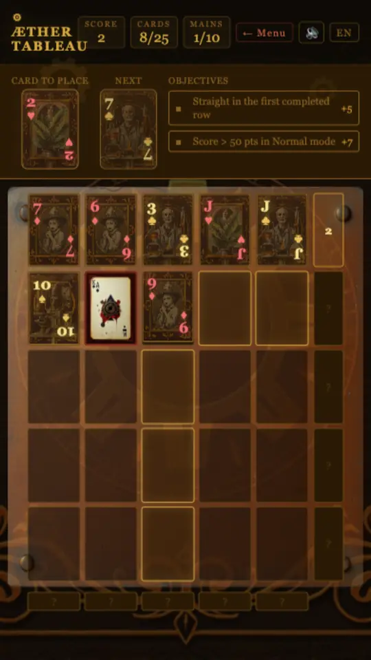 A half-filled poker grid in Æther Tableau