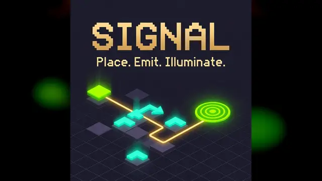 Le mot SIGNAL au-dessus d'un chemin de tuiles lumineuses menant à une cible
